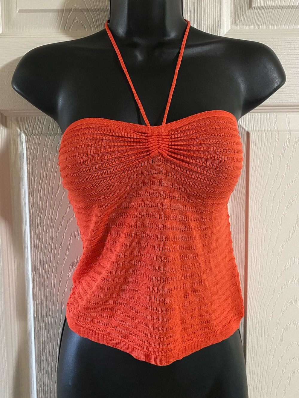 525 America Orange Knit Halter Camisole